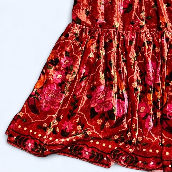 Farm Rio - Romantic Garden Velvet Floral Long Sleeve Maxi Dress size S - Picture 6 of 7